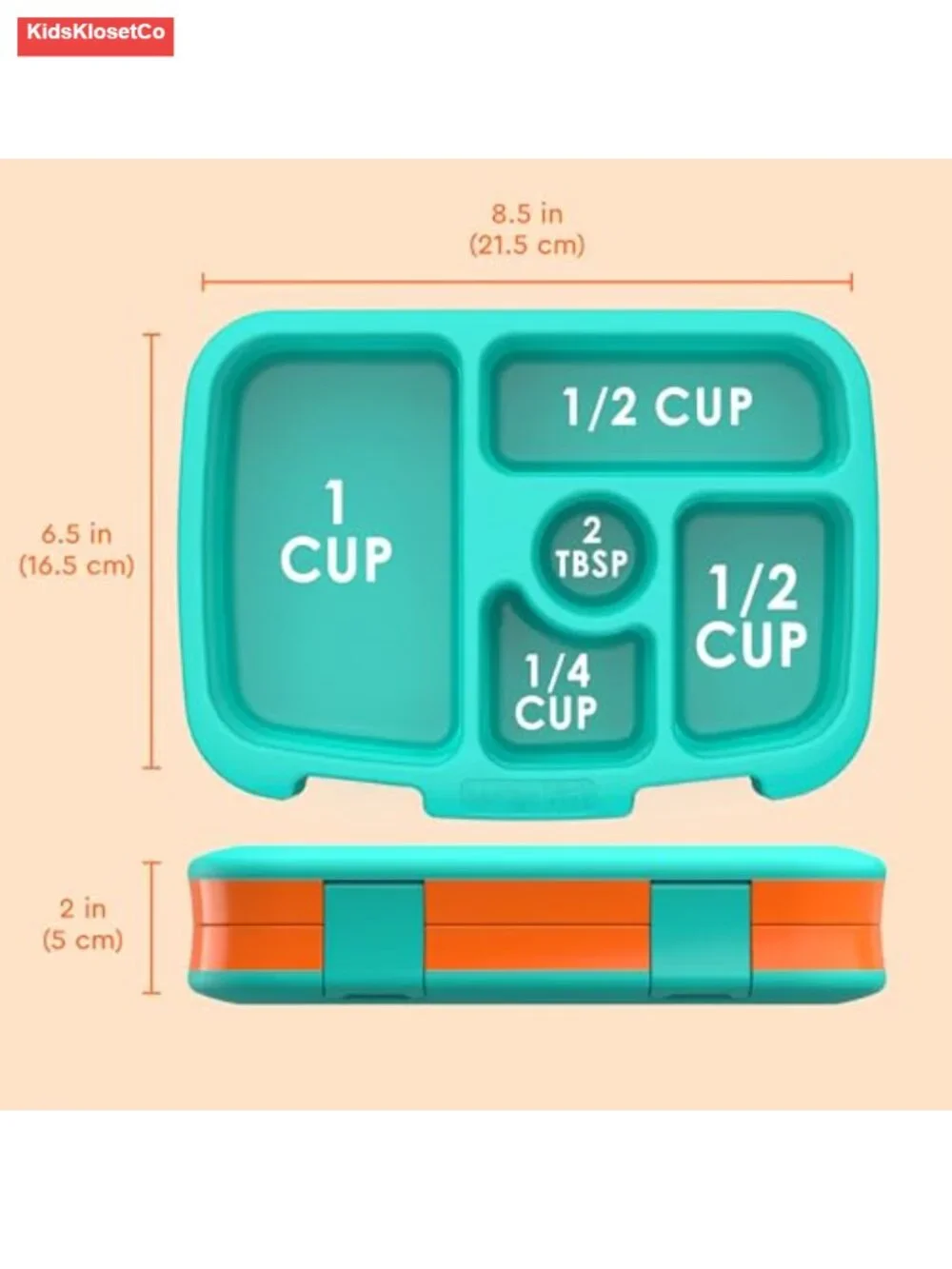 Leak-Proof 5-Compartment Bento Lunch Box for Kids Ages 3-7